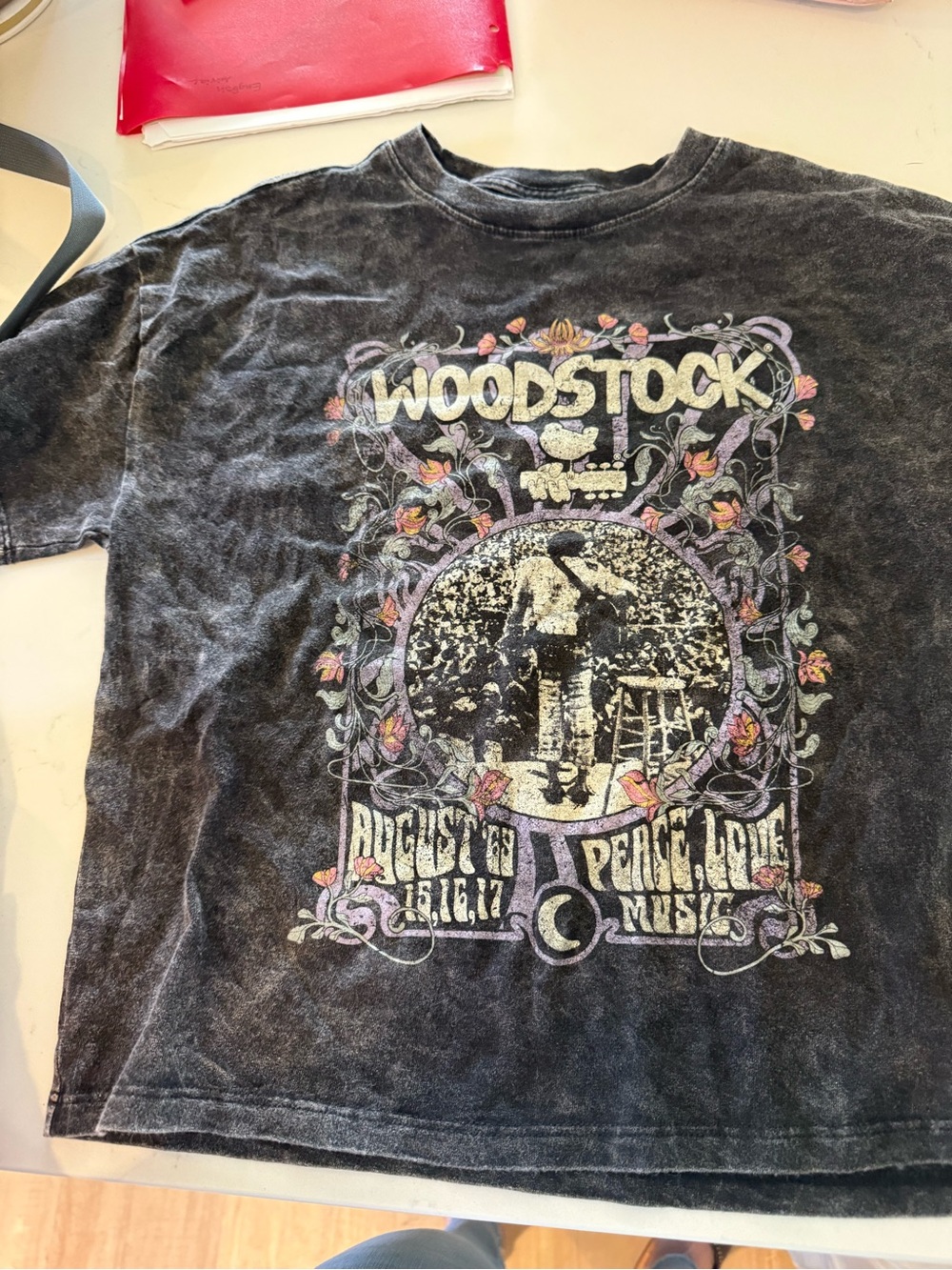 Woodstock Logo Graphic Tee - Black Wash with Faded Multi Print
